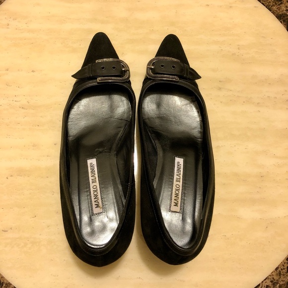 Auth MANOLO BLAHNIK Buckle Pumps Black Size - 38 - Picture 3 of 7